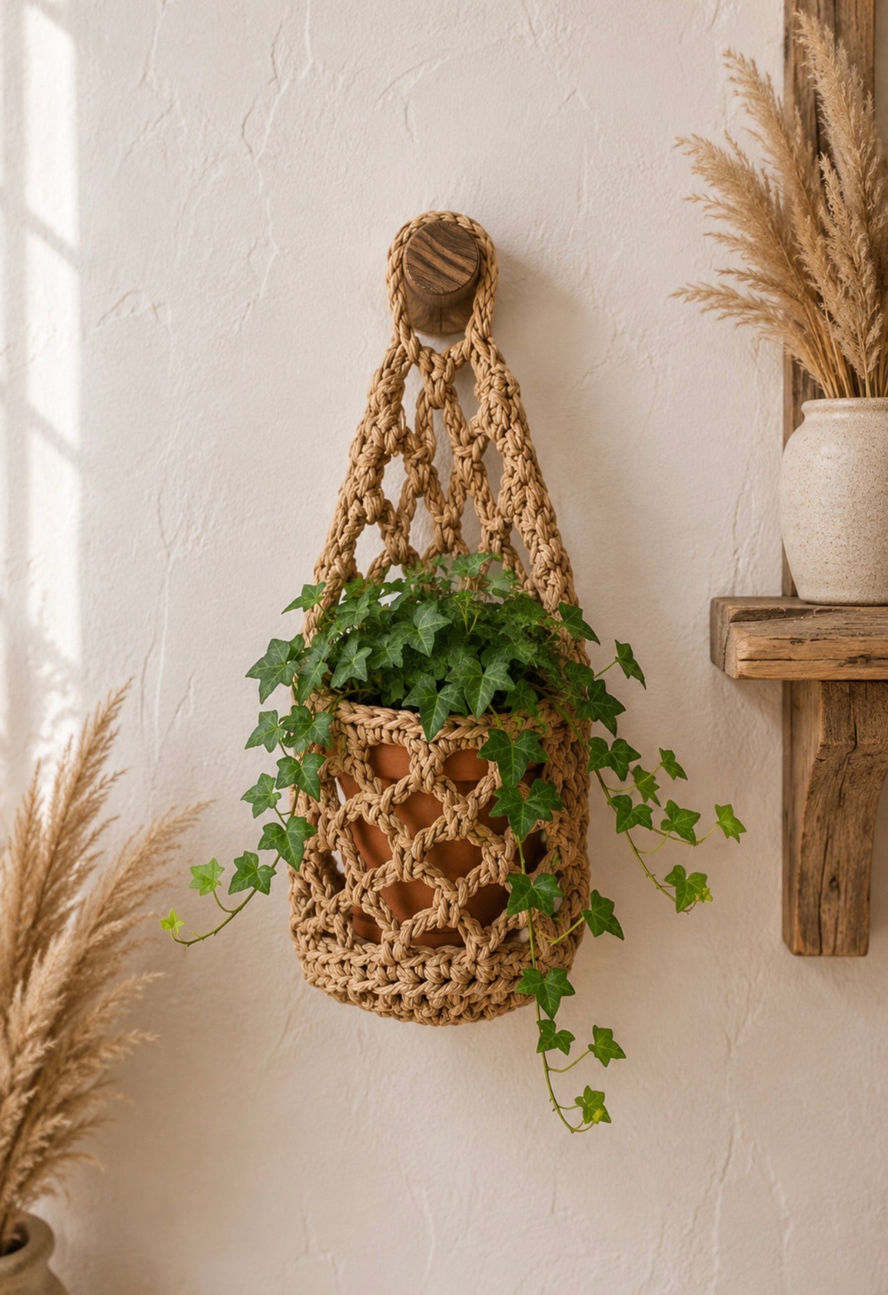 Macrame Cotton Plant Hanger Wall Basket for Indoor Decor