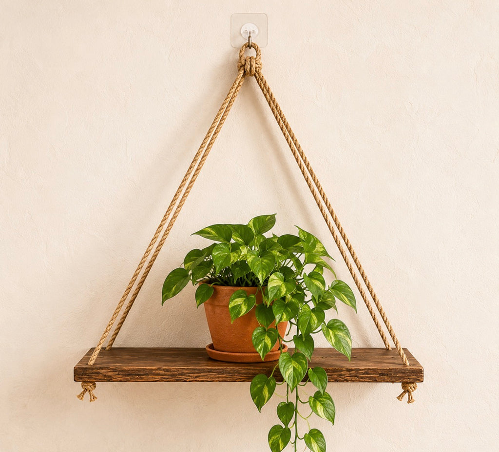 Rustic Rope Hanging Shelf
