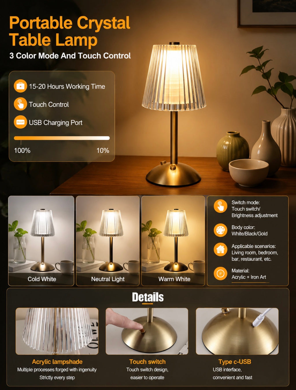 Vintage Rechargeable Desk Lamp