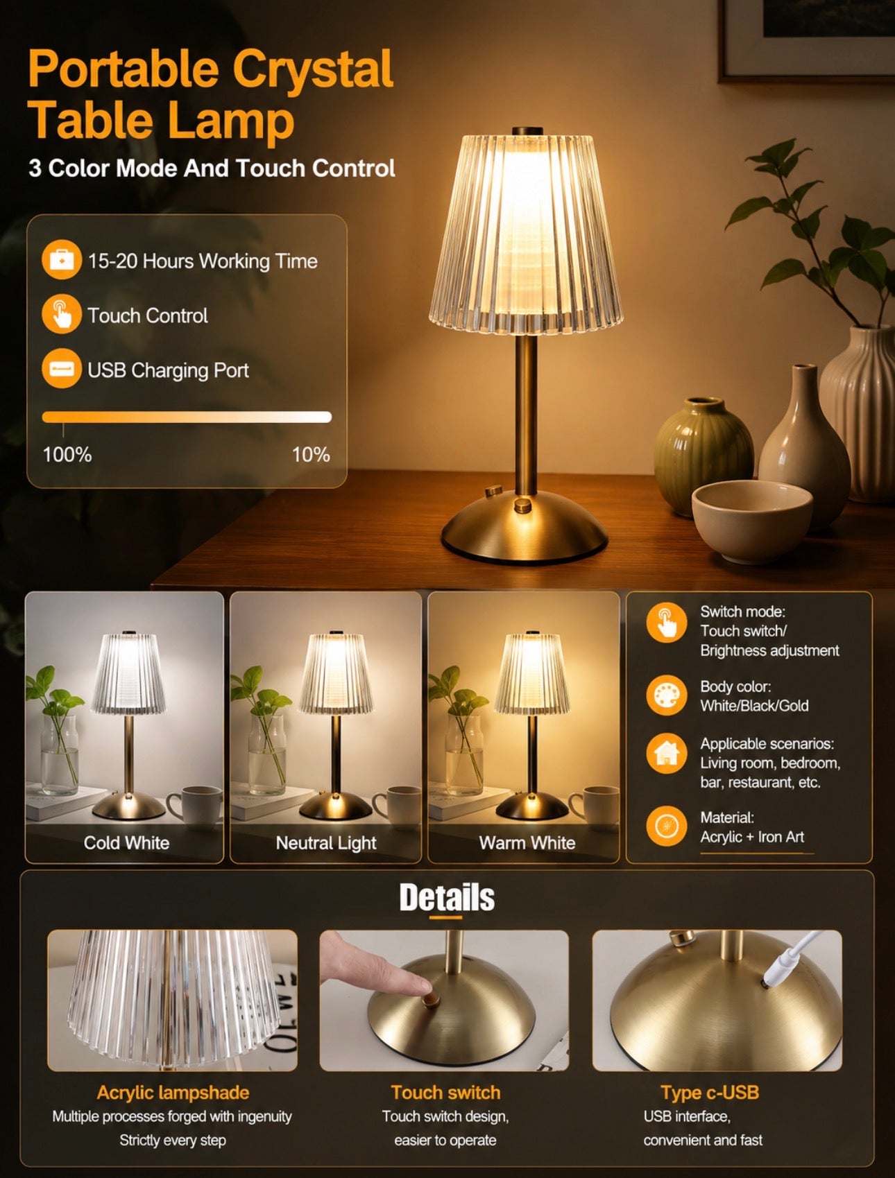 Vintage Rechargeable Desk Lamp