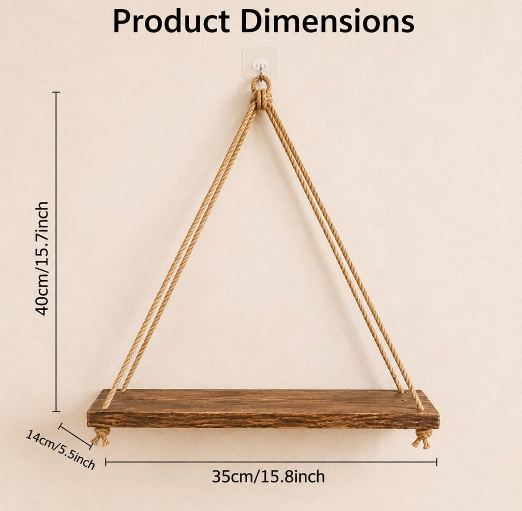 Rustic Rope Hanging Shelf