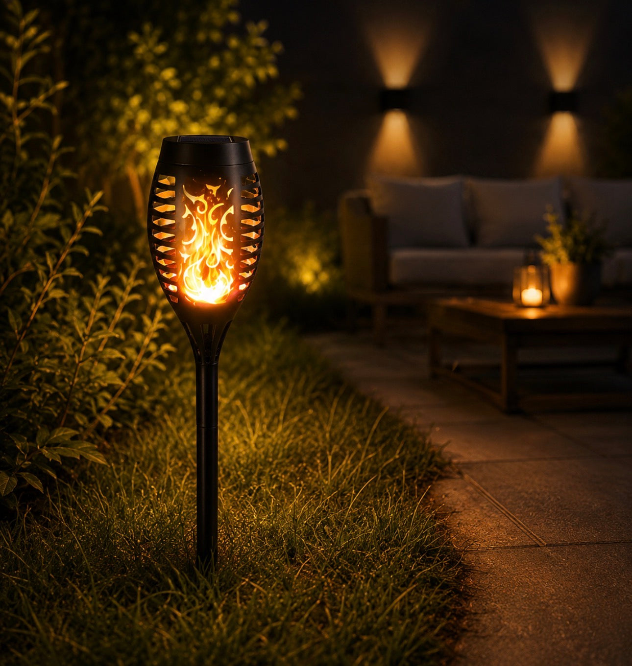 Solar Flame Torch Garden Lights