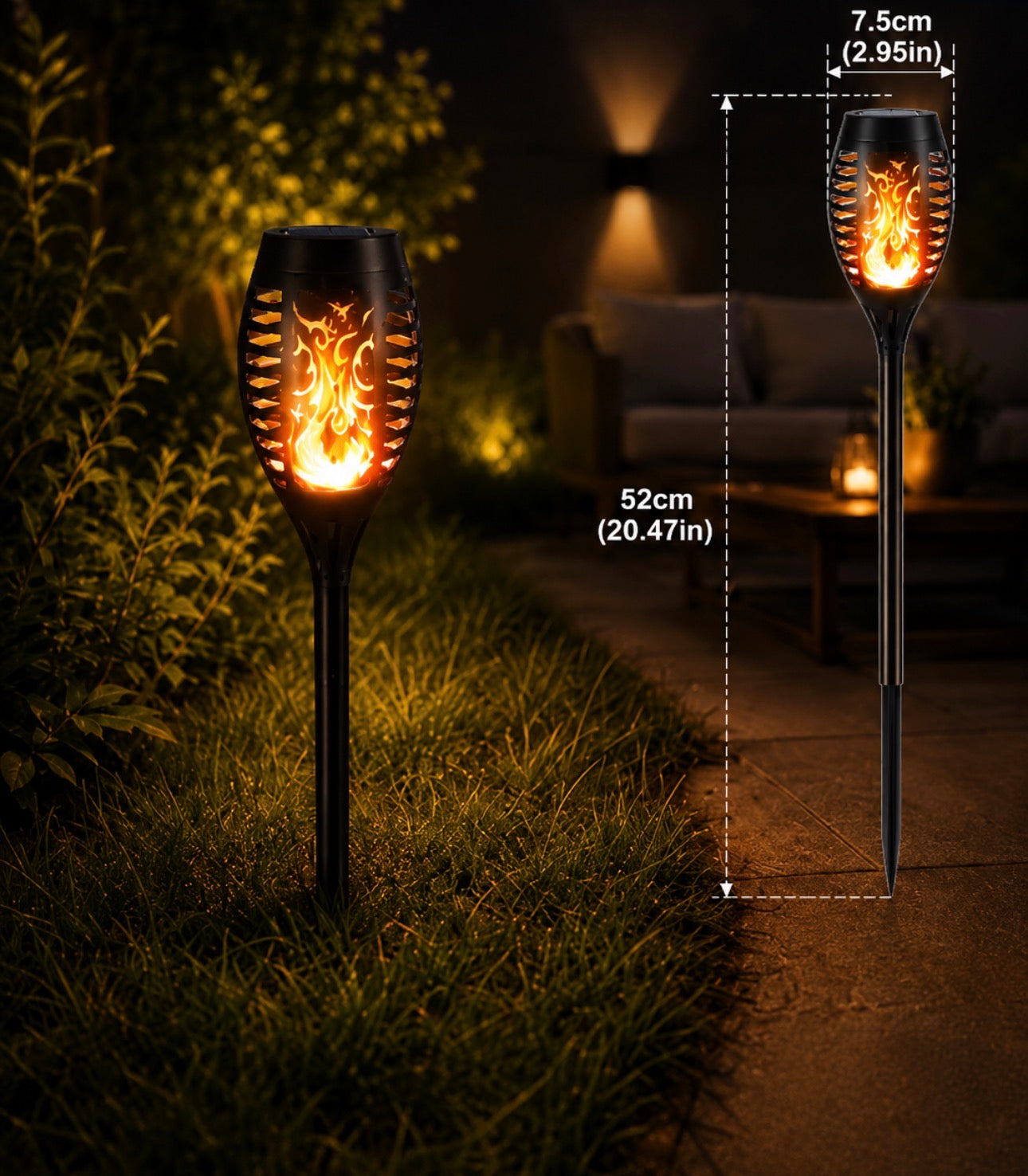 Solar Flame Torch Garden Lights