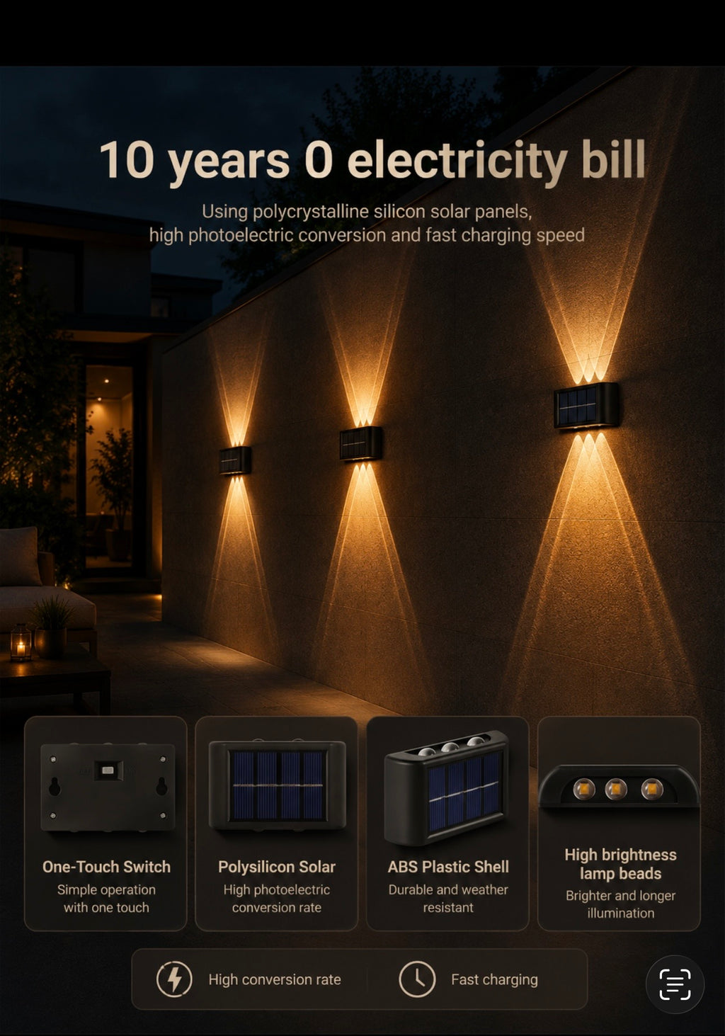 Solar Up-Down Wall Light