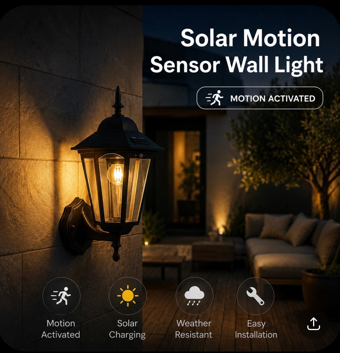 Solar Motion Wall Lantern