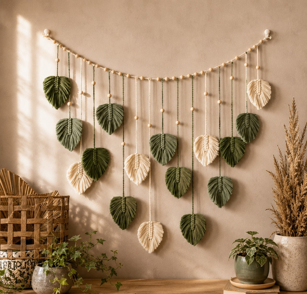 Large Leaf Wall Hanging | Handmade Cotton Wall Decor