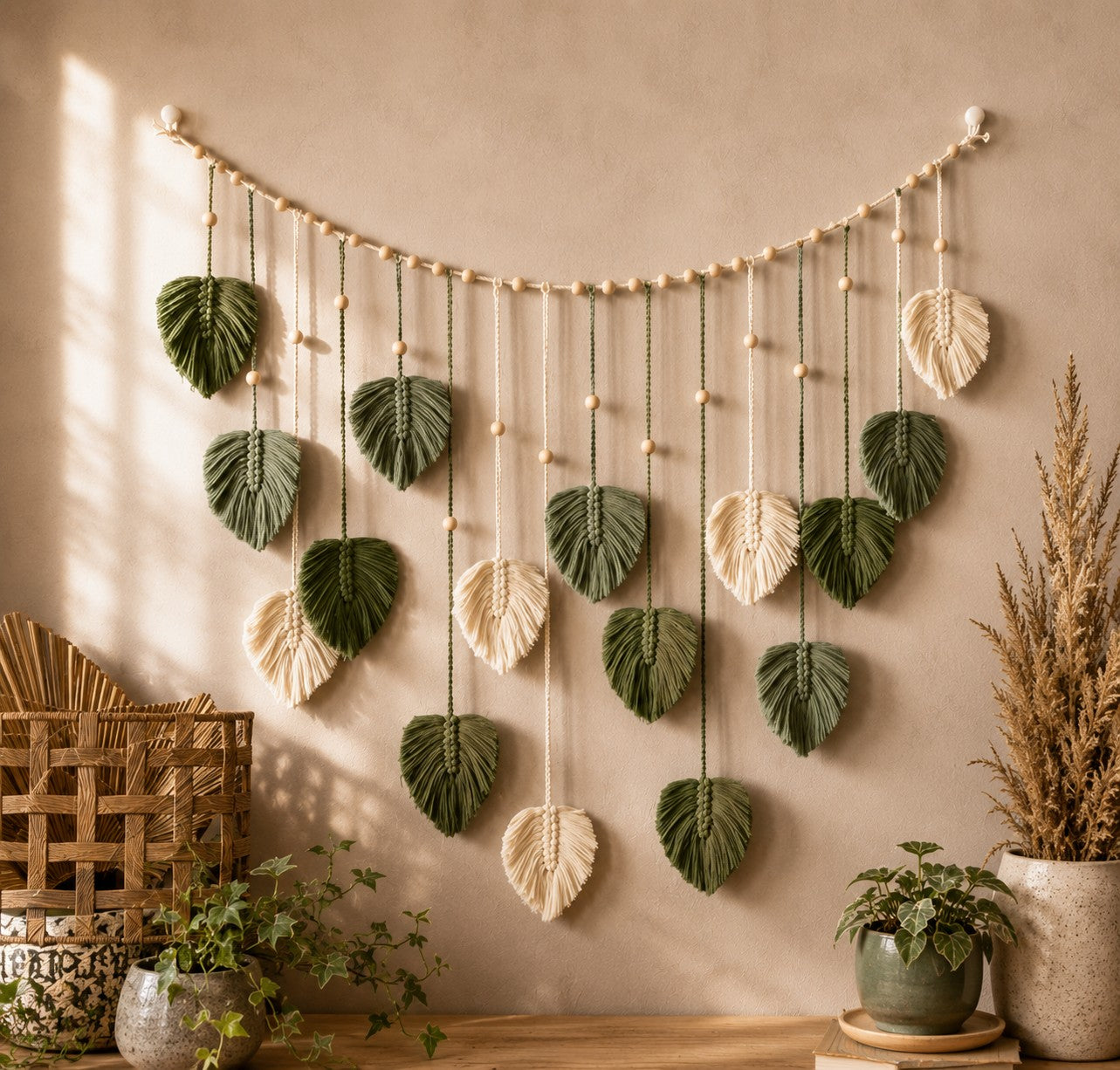 Large Leaf Wall Hanging | Handmade Cotton Wall Decor